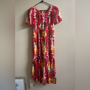 💟Ling and kwoks red floral maxi mumu, made in hawaii, perfect for luau, Small